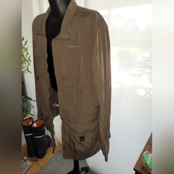 Eddie Bauer Travex Soft Shell Water Resistant Rain Jacket Brown Mens's Sz TXL - Picture 2 of 4